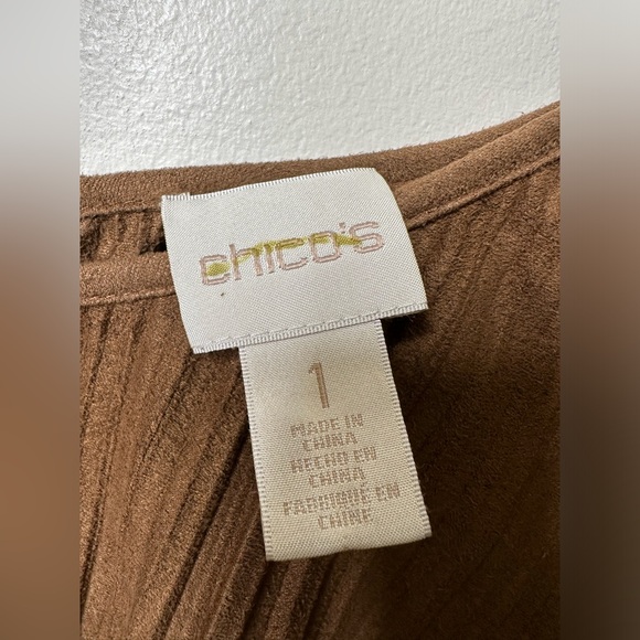 Chico’s Pleated Faux-Suede Cold-Shoulder Top - Picture 5 of 16